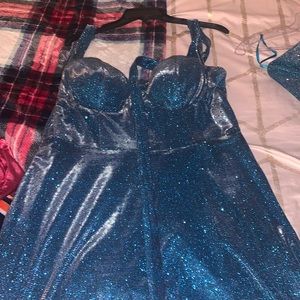 Brand-City Vibe sold at Dillards, Size 10 W(ide), it is a turquoise chrome dress